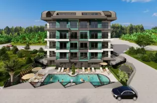 Новый современный проект с уютными апартаментами рядом с пляжем Клеопатра, 450 м к центру